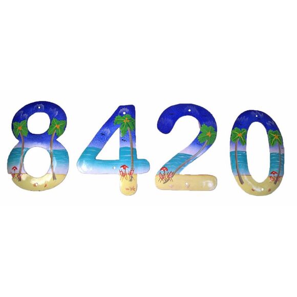 Tropical Beach House Numbers Haitian Metal Art Number 9 - Picture 2 of 5